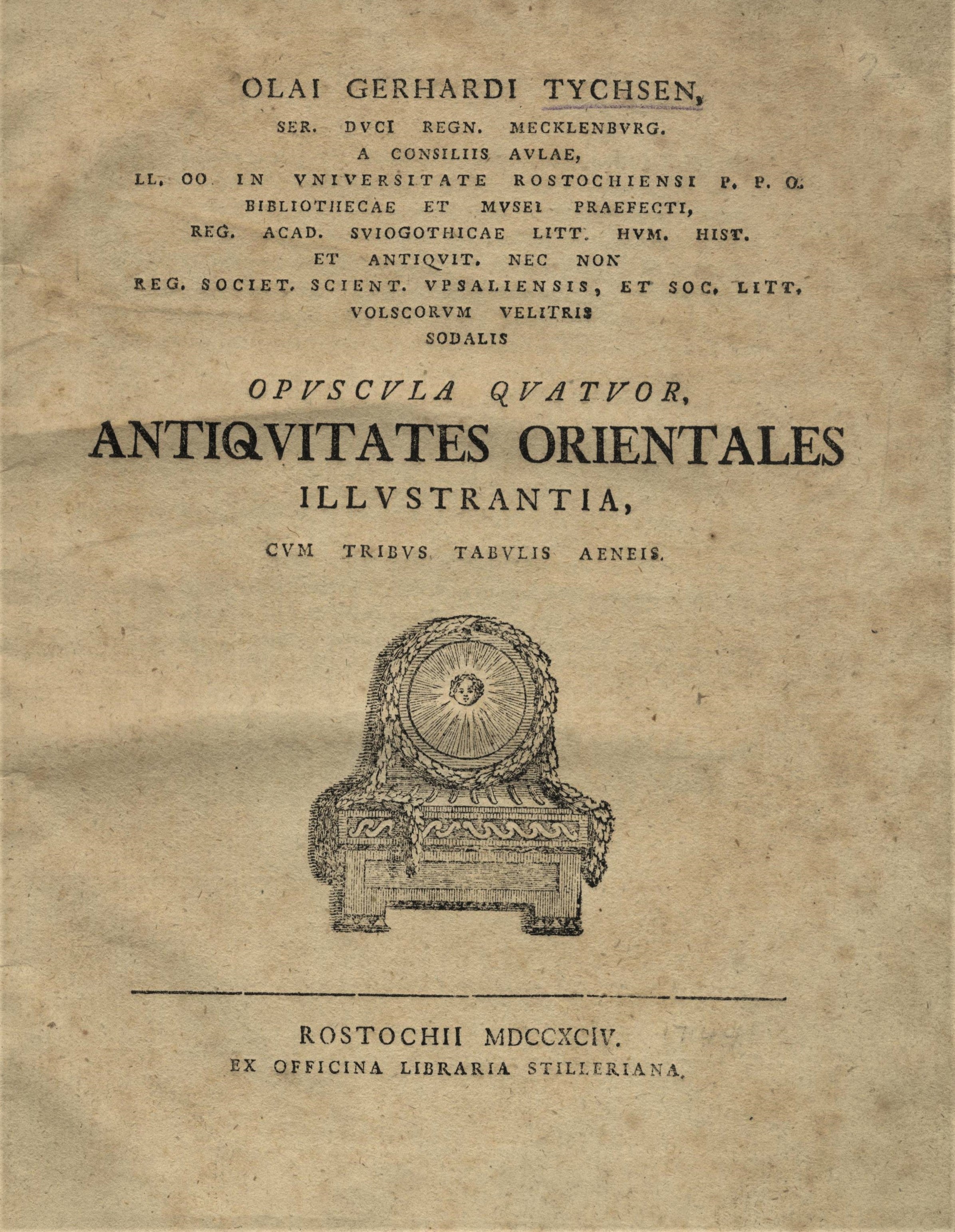 Opuscula quatuor antiquitates orientales illustrantia.....  FOUR VOLUMES IN ONE.